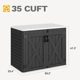 DWVO 35 Cu Ft Outdoor Storage Shed with Unique X-Shaped Lockable Door, Weatherproof Resin Tool Shed w/o Shelf for Gardening & Lawn Equipment, Dark Gray DWVO