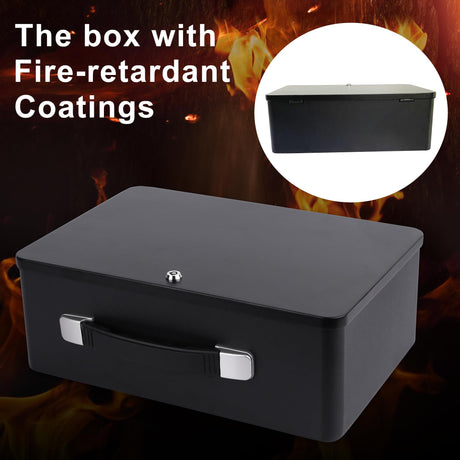 IUZIT Fireproof Document Box with Key Lock, Fire Resistant Safe Storge Box Security Chest for Valuables, Documents, Passport, Cash, Pistols, Exterior Size 12.7 x 8.7 x 4.6 Inch IUZIT