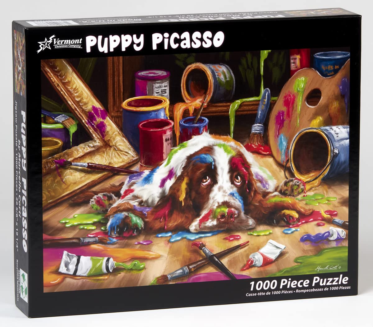 Vermont Christmas Company Puppy Picasso Jigsaw Puzzle 1000 Piece Vermont Christmas Company