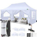 COBIZI 10x20 Pop Up Canopy Tent with Sidewalls, Commercial Ez Up Canopy, 3 Adjustable Heights, Waterproof and UV Protection 50+, Outdoor Gazebo Pop up Tent for Parties & Patio with 4 Sandbags COBIZI