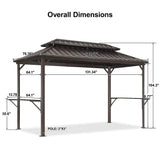 PURPLE LEAF 6.5' X 12' Hardtop Grill Gazebo for Patio Permanent Metal Roof with 2 Side Shelves Deck Yard Tent Aluminum Garden Outside Sun Shade Outdoor BBQ Canopy PURPLE LEAF
