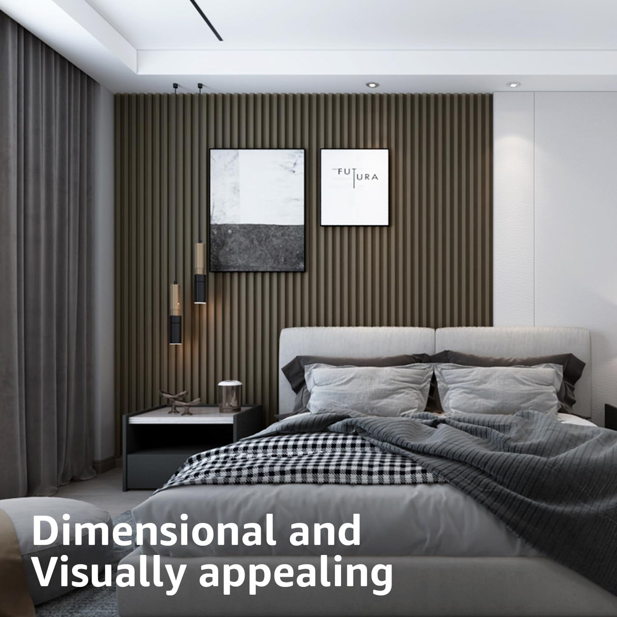 Art3d 8-Pack 96 x 6in. WPC Acoustic Slat Wall Panel for Modern Interior Decor, TV Background, Living Room, Grey Oak Art3d