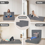 Youtanic 5 in 1 Folding Sofa Bed, Twin Size Convertible Sleeper Chair with Pillow, Memory Foam Futon Couch, Velvet Fabric Washable Mattress for Living Room, Dorm, Guest, Office, Apartment, Dark Gray Youtanic