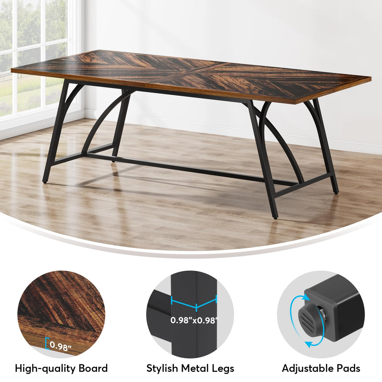 Tribesigns 6FT Conference Room Table, Rectangle Meeting Seminar Table for 6-8 People, 70.86-Inch Conference Tables for Home Office, Business Boardroom Desk with Stylish Metal Legs Tribesigns