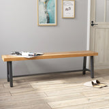 Toolsempire Outdoor Bench Garden Bench, 63" Backless Acacia Wood Bench with Heavy-Duty Metal Legs, Patio Dining Bench Front Porch Benches for Outside, Yard & Garden Toolsempire