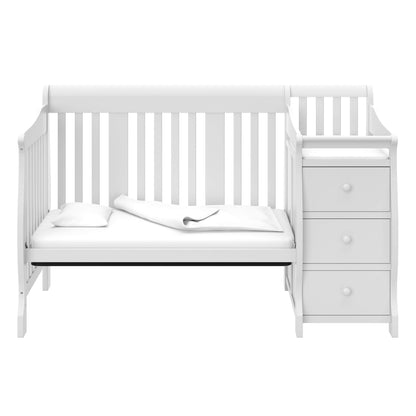 Storkcraft Portofino 5-in-1 Convertible Crib and Changer (White) – Changing-Table Combo with Drawer, Converts to Toddler Bed, Daybed Full-Size Storage Drawer