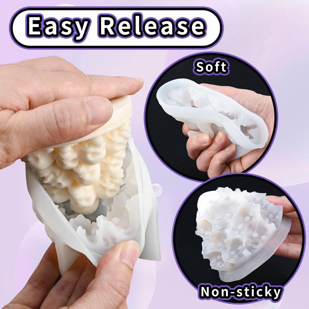 ZQYSING Skull Candle Molds for Candle Making, Halloween Silicone Mold for Epoxy Resin Candles Wax Soap Plaster Cement Concrete Home Party Decorations ZQYSING