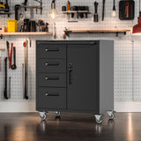 Anwick Metal Storage Cabinet with 4 Drawers and Adjustable Shelves, Rolling Garage Cabinets, Lockable Filing Cabinets for Home Office Basement (Black) Anwick
