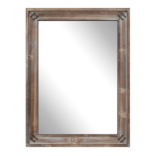 Barnyard Designs 18x24 Wall Mirror - Metal & Dark Wood Framed Farmhouse Bathroom Mirror, Vintage Rustic Decor, Brown - WoodArtSupply