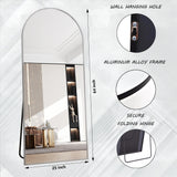 AUYHM Arched Full Length Mirror,65"x24"Floor Mirror,espejos Grandes para sala Elegantes,Silver Mirror Full Length,Body Mirrors for Bedroom(Silver) AUYHM