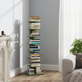 TUTOTAK Bookshelf, 8-Tier Bookcase, Narrow Spine Book Shelf for Small Space, Corner Standing Shelf for Living Room, Office, Study, Entryway, Olive Green BS06BOG008 TUTOTAK