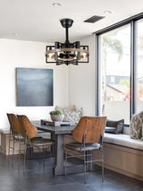 Curve Curio 18 Inch 6-Lights Farmhouse Caged Ceiling Fan with Light, Retro Industrial Enclosed Rustic Ceiling Fans with Remote Control for Bedroom Living Room Curve Curio