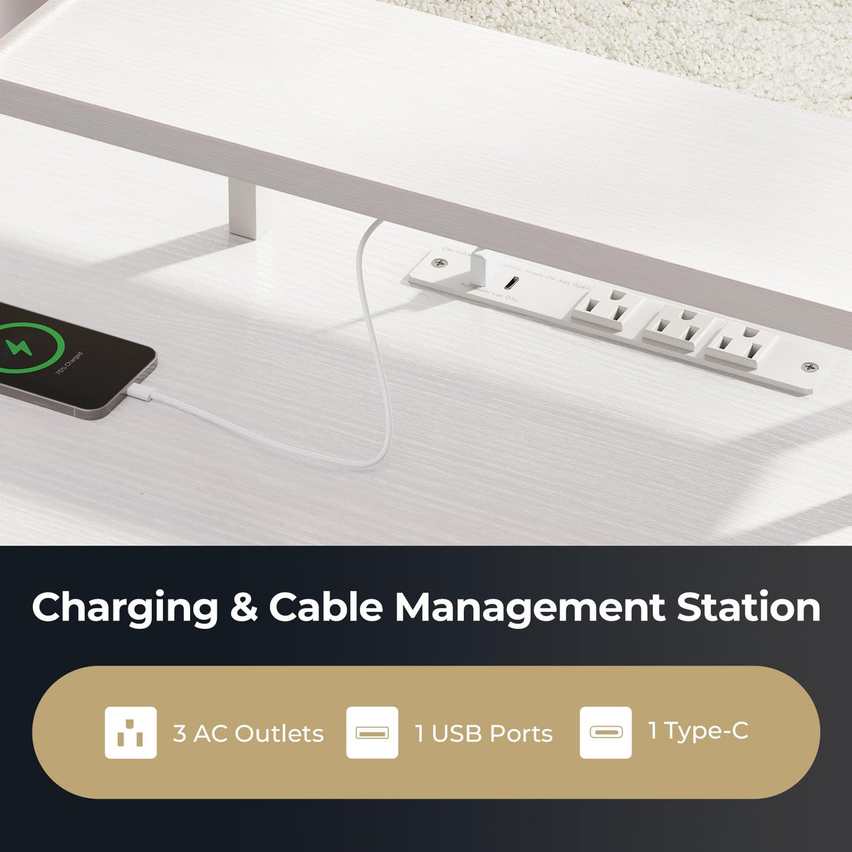 AODK Electric L Shaped Standing Desk, 59 Inch Height Adjustable Stand Up Desk with Power Outlets ＆ Full Monitor Stand, Reversible Corner Desk for Home Office ＆ Computer Workstation, White AODK