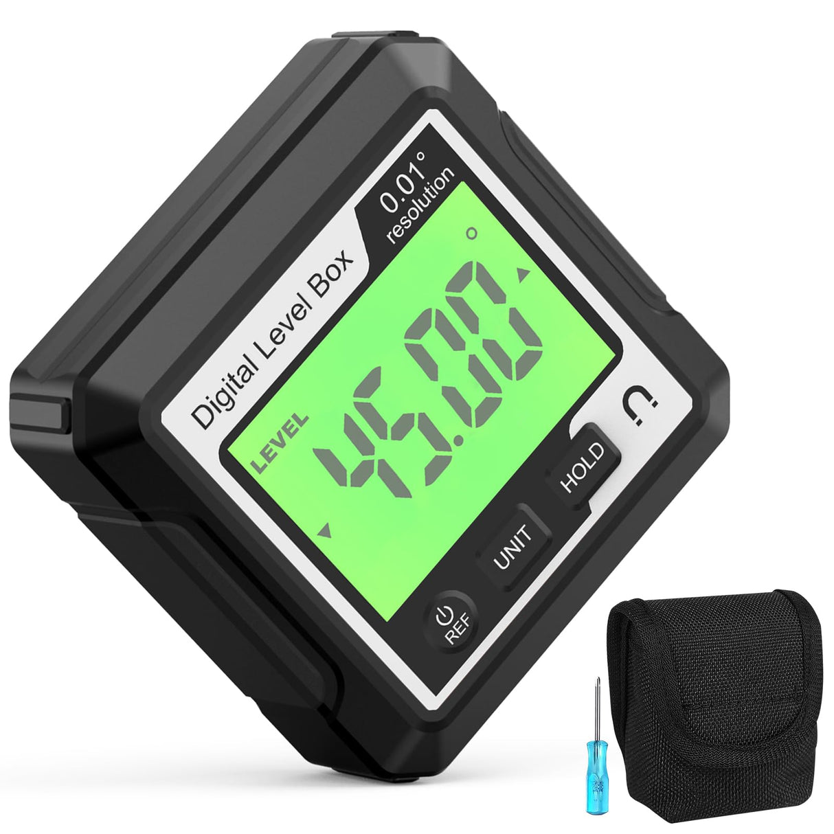 Abizarch Digital Angle Finder Magnetic Angle Gauge LCD Digital Level tool Protractor Inclinometer Level Box Backlit Portable Angle Measurement Tool Battery Operated for Carpentry Building Abizarch