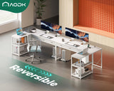 AODK 61 Inch L Shaped Computer Desk with Drawers, Corner Desk with Power Outlets & Reversible Storage Shelves, Movable CPU Stand for Home Office Gaming, White AODK