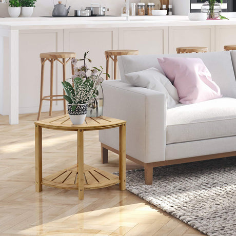 Sorbus Bamboo Shower Stool - Corner Bath Bench - Waterproof Wood Chair for Inside Shower - Bathtub Seat with Shelf for Shaving Legs - Small Corner Step Stool Foot Rest for Bathroom Bamboo Side Table Sorbus