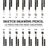Sketch Pencils Set for Drawing, 14 Pack Graphite, for Art, Pencil kit for Sketching, Shading, Artist Pencils for Beginners Pro Artists Heshengping