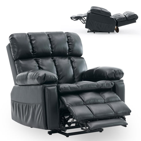 Zuacs Dual Motor Power Lift Recliner Chair with Adjustable Headrest,Infinite Position for Elderly, Oversized Lay Flat Recliner,Electric Lift Chair, Massage and Heat,USB&Type-C, Cup Holders,Black Zuacs