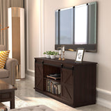 JUMMICO TV Stand for 65 Inch TV, Entertainment Center with Storage Cabinets and Sliding Barn Doors, Mid Century Modern Media TV Console Table for Living Room Bedroom (Brown) JUMMICO