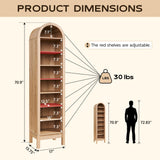 71" Tall Arched Bookshelf Set of 2, 8 Tiers Arch Bookcase with Storage, Modern Farmhouse Book Shelf with Adjustable Shelves, Wood Bookshelf w/Open Display Shelves for Living Room, Office-Natural IFGET