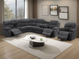 Manual Reclining Sofa Set with Drop-Down Table, Corduroy Sofa Sets, Living Room Furniture Sets, Modern Manual Recliner Sofa Sets with Storage Console for Living Room (Dark Grey, Sectional+Chair) AYCP Furniture