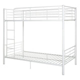 Walker Edison Elodie Urban Industrial Twin over Twin Metal Bunk Bed, Twin over Twin, White Walker Edison
