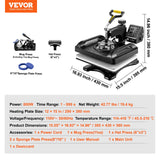 VEVOR Heat Press 12X15 Inch Heat Press Machine 5 in 1 800W Heat Press Machine for T-Shirts Sublimation Printer Transfer with Accurate Large Screen Display Dual-Tube Heating for DIY T-Shirts Cap Mugs VEVOR