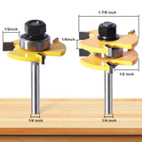 Tongue and Groove Router Bit Set of 2 Pieces,Router Bits 1/4 Shank,3 Teeth Adjustable T Shape Wood Milling Cutter,Router Bits,Lock Miter Router Bit,Shank Router Bit,Tongue and Groove Router Bit yqlbgprj