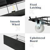 Allewie King Size Bed Frame with 4 Storage Drawers and Wingback Headboard, Button Tufted Design, No Box Spring Needed, Dark Grey Allewie