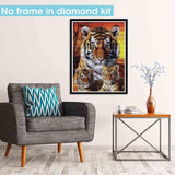 Pavemlo 5D Diamond Art Kits for Adults Three Tigers, Full Drill Diamond Art Animal Pictures Paint with Diamonds, DIY Cross Stitch Jewel Art Rhinestone Craft for Home Wall Decor 12X16 inch Pavemlo