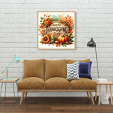 Fall Diamond Painting Kits for Adults,Thanksgiving Day Diamond Art Kits for Adults Beginner Round Full Drills,Pumpkin and Sunflowers Picture Diamond Dots for Holiday Gifts and Wall Decor 14X14 Inch MjhRcll