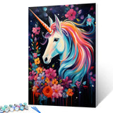 Tucocoo Rainbow Unicorn Paint by Number for Adults Beginner, DIY Oil Painting Kits on Canvas with Brushes and Acrylic Pigment, Flowers Cute Animal Picture for Home Decor 16x20 inches (Frameless) Tucocoo