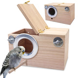 PINVNBY Parakeet Nesting Box Bird House for Cage Wood Mating Box Bird Breeding Box for Lovebirds, Cockatoo, Budgie, Finch, Canary Small and Medium Sized Birds (L:9.8 * 5.3 * 5.3 inch) PINVNBY