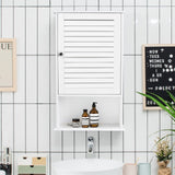 Tangkula Medicine Cabinet, Wall Mounted Bathroom Cabinet Single Door Wooden Bathroom Wall Cabinet with Adjustable Shelf Tangkula