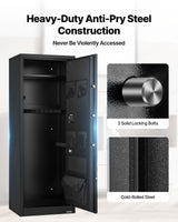 VEVOR 10-12 Gun Safe, Long Gun Cabinet for Rifles and Pistols, Quick Access Rifle Safe with 4 Pistol Pockets and 3 Adjustable Racks, Large Digital Cabinet with Key and Password Lock VEVOR