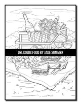 Delicious Food: An Adult Coloring Book with Decadent Desserts, Luscious Fruits, Relaxing Wines, Fresh Vegetables, Juicy Meats, Tasty Junk Foods, and More! WoodArtSupply