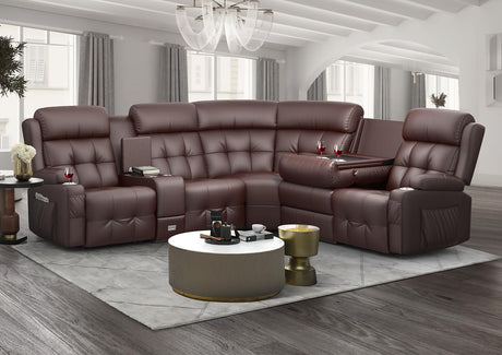 Reclining Sectional Couches for Living Room, L Shaped Large Sectional Reliner Sofa, Faux Leather Couch, Home Theater Seating with Console, Recliner Couch & Sofa Aotolo