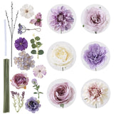 Floweroyal Artificial Flowers Combo Purple Flowers Mix Silk Flowers Dahlia Roses with Stems for DIY Wedding Bridal Bouquets, Baby Shower, Floral Arrangement, Table Centerpieces, Home Decorations. Floweroyal