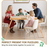 TEAKMAMA Puzzle Table 27.6" H Tall 1500 Pieces Puzzle Board with Drawers, 34.2" x 26.5" Wood Folding Jigsaw Table with Legs and Cover, Jigsaw Board for Adults, Nature TEAKMAMA