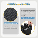 6 Pieces Outdoor Patio Furniture Sets with Furniture Cover, PE Rattan Wicker Patio Conversation Set with 60000 BTU Outdoor Propane Fire Pit Table(Peacock Blue, Fire Pit Table) wudipatio