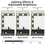 JUMMICO 39.3'' Vanity Desk with LED Lighted Mirror &Power Outlet, Makeup Vanity Table with 4 Large Drawers and 3 Storage Shelves, 3 Model Adjustable Lights for Bedroom & Dressing Room(Black) JUMMICO