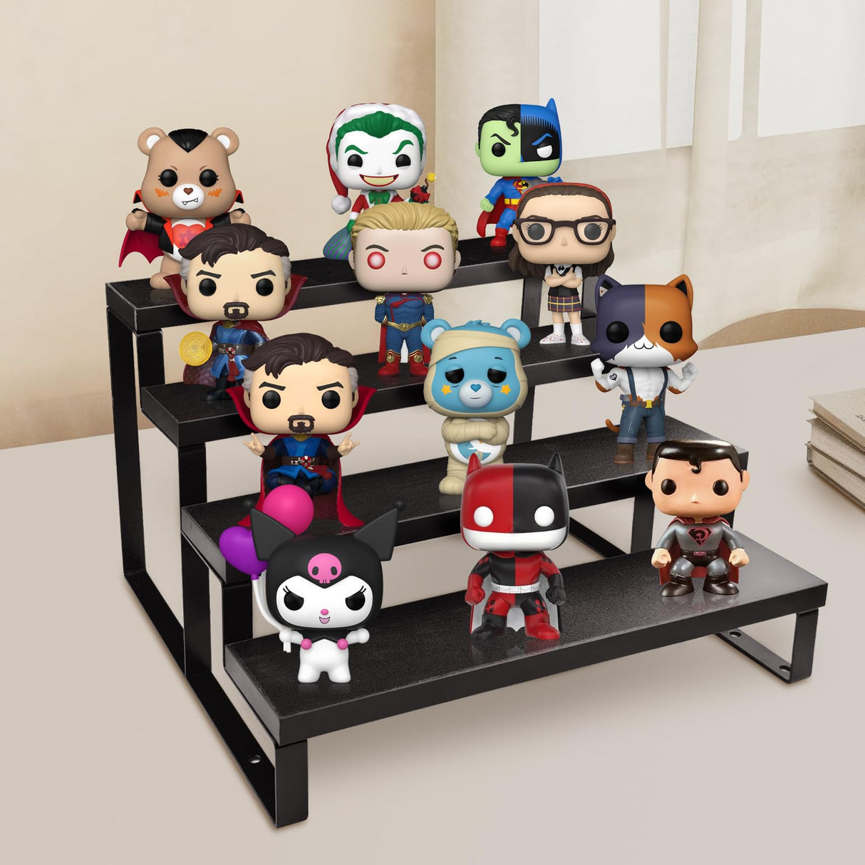 Wood Cologne Organizer for Men,12 Inch 4 Tier Cologne Stand Waterproof Perfume Organizer for Dresser with Anti-Slip Washers,Wooden Display Risers Stand for Party,Makeup,Figures,Cupcake,Perfume,Dessert HomePekite