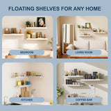 Mifurn White Shelves for Wall Floating Shelves Bathroom, Bedroom and Living Room, Wall Shelves & Book Shelf for Room, Hanging Shelf, Modern Wooden Mounted Floating Shelf, 12x7x1.5 in, Set of 2 Mifurn