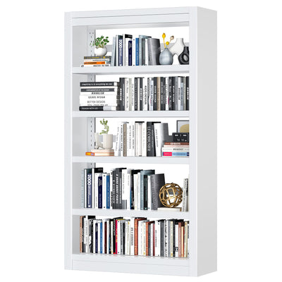 ZONLESON Bookshelf,6-Tier Adjustable Steel Book Shelf,61" H Heavy Duty Metal Bookcase for Home/Office/Garage,White Shelf (White, 61" Tall)