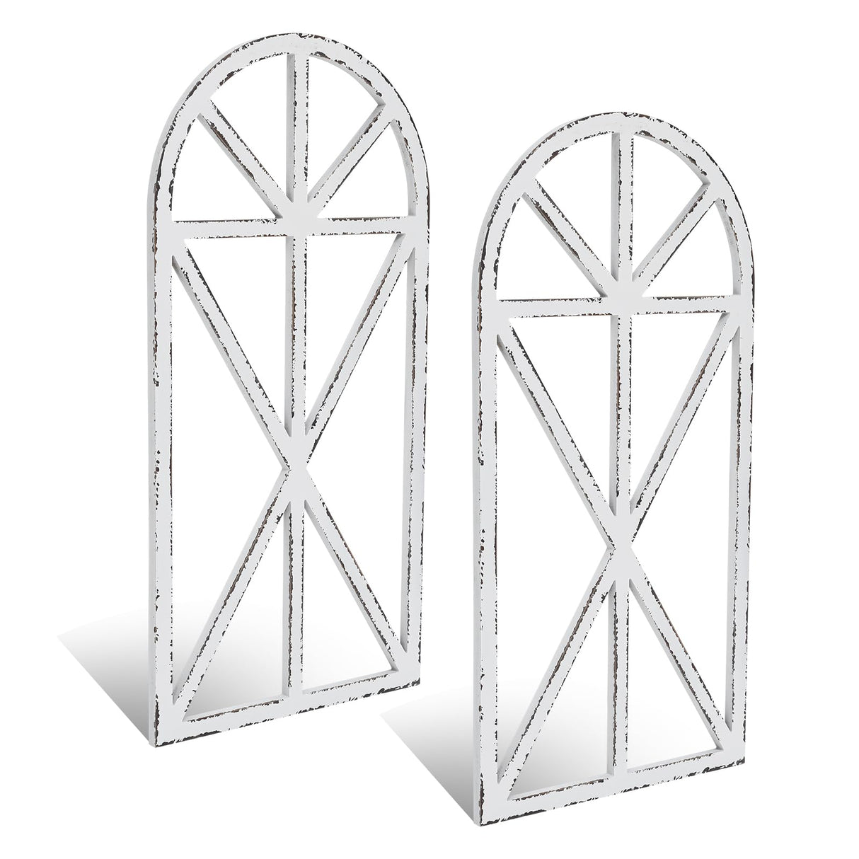 SwallowLiving 16" x 32" Rustic Cathedral Window Frame Wall Decor - Classic Farmhouse Charm for Your Home, White, Set of 2 SwallowLiving