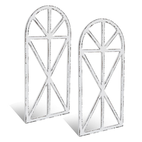 SwallowLiving 16" x 32" Rustic Cathedral Window Frame Wall Decor - Classic Farmhouse Charm for Your Home, White, Set of 2 SwallowLiving