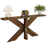 Tribesigns 70.9 Inches Long Sofa Table Behind Couch, Farmhouse Console Entry Table with Wooden Geometric Base for Entryway, Living Room, Brown Tribesigns