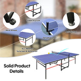 8FT Mid-Size Table Tennis Table, Professional Foldable Ping Pong Table for Indoor & Outdoor with Net, 2 Table Tennis Paddles and 3 Balls - Perfect for Family Game Rooms DUDUSHIMAN