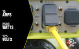 Yellow Jacket Extra Heavy Duty Extension Cord, 50Ft, 10 Gauge, 3 Conductor, Lighted End, Weather Resistant, SJTW, Yellow, 2991 Yellow Jacket