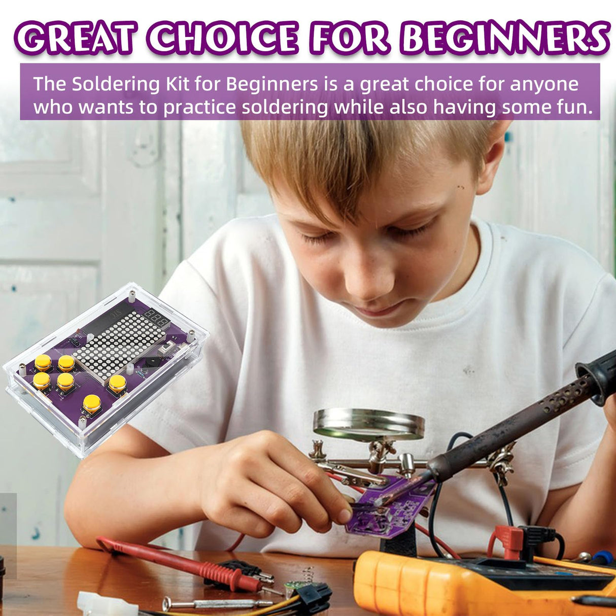 ScienSta Basic Soldering Kit for Teaching, Soldering Practice Kit with Retro Classic Games, Soldering Projects for STEM Education, Electronic Kits for College High School Students Learning ScienSta